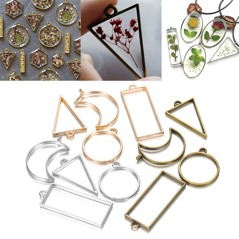 Moules à cadre creux en métal époxy UV pour bricolage, conception de bijoux, pendentifs ronds, 11 pièces/lot ► Photo 1/6