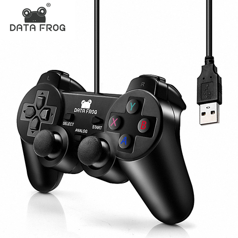 Manette de Vibration de grenouille de données a câblé le contrôleur de PC d'usb pour l'ordinateur portable d'ordinateur de PC pour WinXP/Win7/Win8/Win10 pour le Gamepad noir de Vista ► Photo 1/6