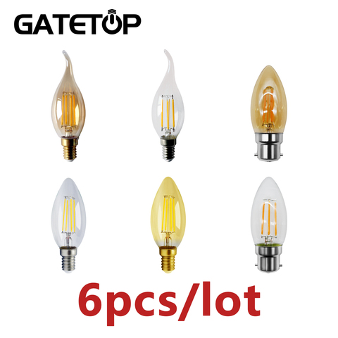 Rétro Edison Filament ampoule 6 pcs/Lot C35 4W E14 B22 Bombillas 220V-240V Vintage lampe 2700K 4000K décoration de la maison ► Photo 1/6