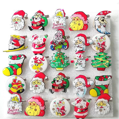 Noël LED clignotant broche broche dessin animé éclairer brillant Badge enfants adultes jouets cadeau lueur fête fournitures noël Navidad nouvel an ► Photo 1/6