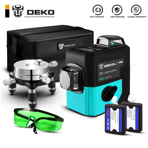 DEKO – niveau Laser 3D 12 lignes autonivelant LL12-HVG SET1, croix horizontale et verticale à 360 degrés, puissant pour l'extérieur, peut utiliser un détecteur ► Photo 1/6