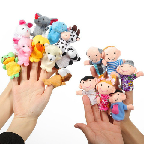 Ensemble de marionnettes au doigt de la famille animale, jouets en peluche doux, jeu de rôle, conte d'histoire, poupée, jouets éducatifs pour enfants, cadeau 12 pièces/ensemble ► Photo 1/6