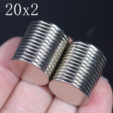 5/10/20/50 Pcs 20x2 néodyme aimant 20mm x 2mm N35 NdFeB rond Super puissant fort Permanent magnétique imanes disque 20x2 ► Photo 1/6