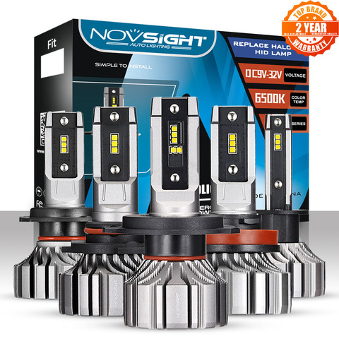 NOVSIGHT H4 LED Voiture Phares Ampoules H7 9005 HB3 9006 HB4 9012 H1 H3 H11 H8 H9 Mini Voiture Phares Automatiques 8000LM 6500K D'antibrouillard ► Photo 1/6