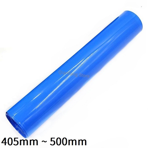 PVC thermorétractable Tube 405mm ~ 500mm bleu protecteur rétractable câble manchon gaine Pack couverture pour 18650 Lithium batterie pellicule de Film ► Photo 1/5