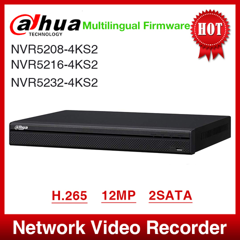 Dahua-enregistreur vidéo en réseau, NVR5208-4KS2 NVR5216-4KS2 NVR5232-4KS2 16/32CH, 1U, 4K et H.265 Pro, 12MP Full HD, 2sata ► Photo 1/5