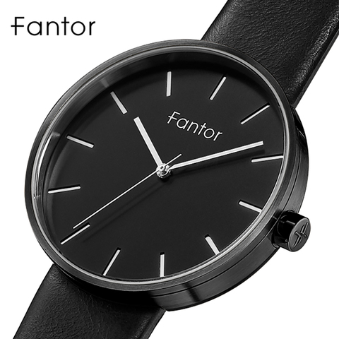 Fantor – montre-bracelet à Quartz pour hommes, Simple, minimaliste, mince, bracelet en cuir, mode décontractée ► Photo 1/5