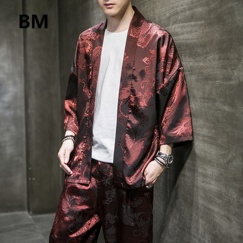 Costume de Style chinois, broderie motif Dragon, grande taille, décontracté, vêtements de protection solaire, Cardigan Style ancien, pantalon Hanfu mince pour hommes ► Photo 1/5