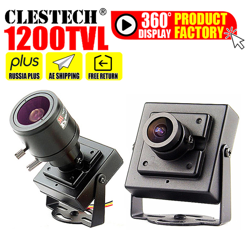 Super Mini caméra HD 1/3 pouces Cmos 1200TVL, en métal, grand angle 2.8mm, très petite, produits de micro surveillance pour la maison, avec support ► Photo 1/6