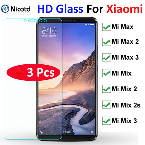 Protecteur d'écran pour Xiaomi, 3 pièces, film en verre trempé dur HD pour Mi Max3 max 2 1 3 9H ► Photo 1/6