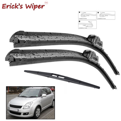 Ensemble de balais d'essuie-glace avant et arrière Erick's pour Suzuki Swift Hatchback 2004 - 2010 pare-brise fenêtre 21 