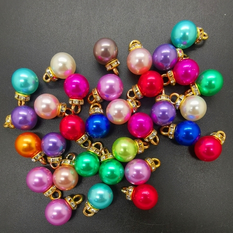 Bricolage 16 pièces 10MM Mini couleur acrylique perle pendentif perles boucles d'oreilles breloques ornements bijoux faisant des pièces ► Photo 1/6