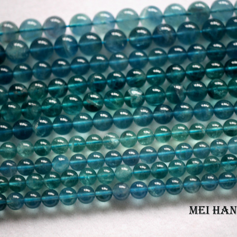 Meihan – perles en Fluorite bleue naturelle, rondes et lisses, pour la fabrication de bijoux, 8mm, 10mm, 12mm, livraison gratuite ► Photo 1/5