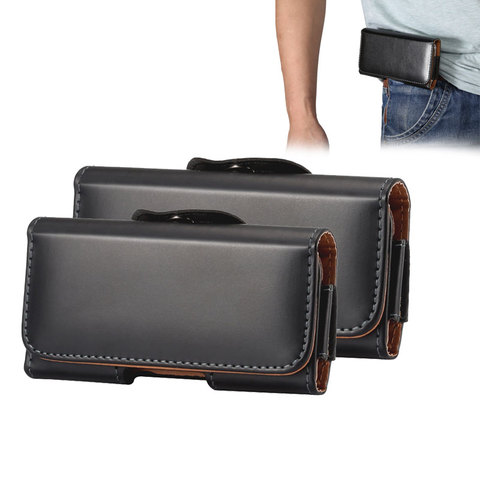 Universel 4.7-6.3 ''étui en cuir pour téléphone portable pochette de ceinture pour iPhone Samsung Huawei Xiaomi classique téléphone étui taille sac ► Photo 1/6