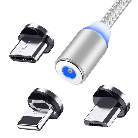 Câble Micro usb/type-c magnétique de 1M, charge rapide, cordon de chargeur aimanté pour téléphone iphone 11/X/Xr ► Photo 1/6