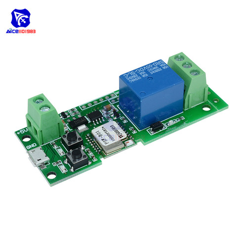 Diymore – Module relais de contrôle de commutateur auto-verrouillage sans fil, entrée Micro USB pour maison intelligente Audrino, DC 5V, 1 canal 433Mhz WiFi ► Photo 1/6