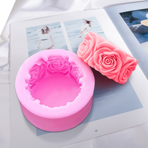 3D rond Rose fleurs forme Silicone savon moule bricolage à la main savon moules fabrication Fondant gâteau bougie moules artisanat décoration ► Photo 1/5