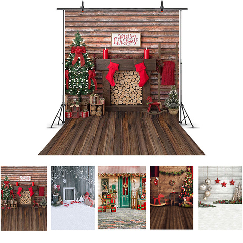 Toile de fond de noël plancher en bois photographie décors décoration fête d'anniversaire Fotografia arrière-plans Photo cheminée de noël ► Photo 1/6