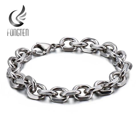 Fongten-Bracelet à chaîne à maillons pour hommes, en acier inoxydable, Bracelet Vintage, à chaîne Simple, pour homme, vente en gros, idée cadeau ► Photo 1/6