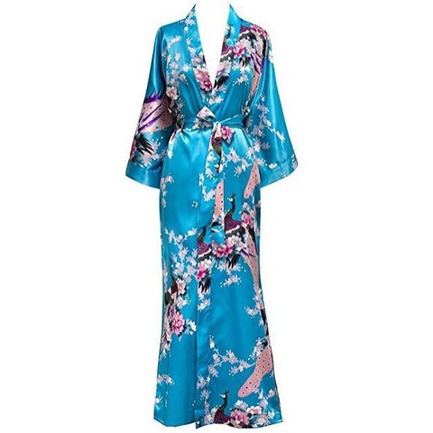 Robe longue chinoise grande taille XXXL pour femmes, imprimé à fleurs, paon, Kimono, Robe de bain, demoiselle d'honneur, peignoir de mariage, vêtements de nuit Sexy ► Photo 1/6