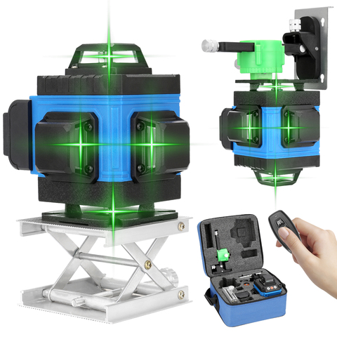 Multifonctionnel 4D 16 lignes Laser vert niveau 360 lignes transversales horizontales et verticales Auto-nivellement APP télécommande ► Photo 1/6