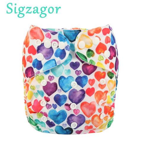 [Sigzagor] couche-culotte en tissu de poche pour bébé réutilisable réglable lavable en molleton intérieur 3kg-15kg 8lbs-36lbs ► Photo 1/6