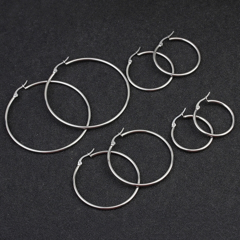 Petit grand cercle femmes boucles d'oreilles cerceau exagéré boucle d'oreille anneau lisse boucle d'oreille ronde en acier inoxydable bijoux en gros ► Photo 1/6