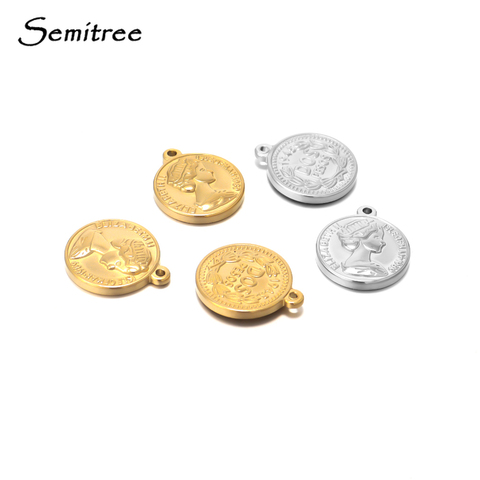 Semitree – breloques reine en acier inoxydable, 5 pièces, pendentif, pour bricolage, collier, résultats de bijoux, Bracelet, accessoires artisanaux ► Photo 1/6