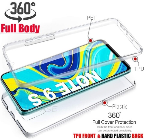 360 Double étui pour Xiaomi Note 10 Lite Mi 10 Pro 5G étui transparent pour Redmi Note 9s 9pro protecteur complet du corps Redmi 9 couverture ► Photo 1/6