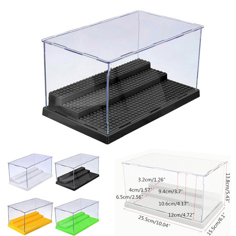 1pc 3 étapes présentoir boîte anti-poussière vitrine gris socle Compatible toutes les marques blocs acrylique plastique vitrine 25.5X15.5X13.8cm ► Photo 1/6