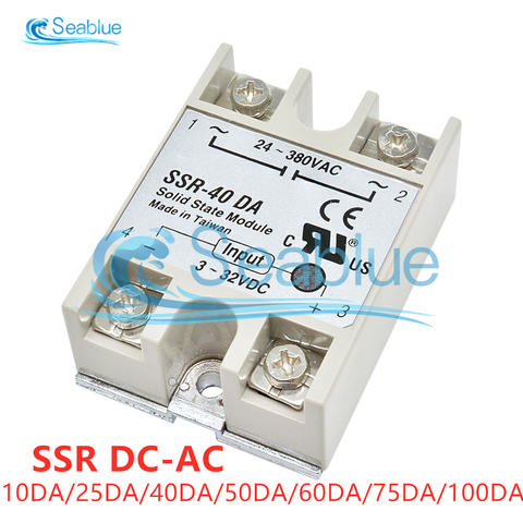 Relais à semi-conducteurs SSR-10DA/25DA/40DA/50DA/60DA/75DA/100DA, contrôle DC, relais monophasé AC 10A 25A 40A 50A 60A 75A 100A ► Photo 1/6