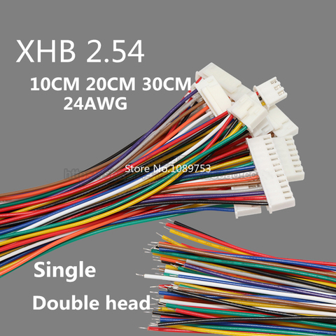 XHB – connecteur de fil à prise unique 2.54mm, 10/20/30cm, fil 24AWG, Double tête avant et arrière 2/3/4/5/6/7/8/9/10P, 10 pièces ► Photo 1/6