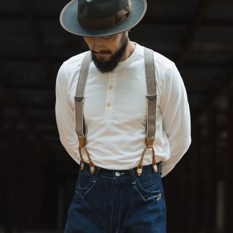 BRONSON Henley – T-Shirt manches longues pour homme, haut Vintage en coton, coupe ajustée, couleur unie ► Photo 1/6