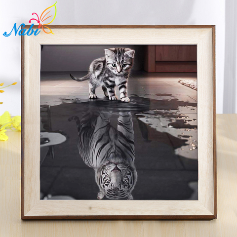 Nabi Animal Chat et tigre 5D bricolage peinture diamant Carré Plein strass Mosaïque forage icônes Daimond Broderie Strass Peinture ► Photo 1/6