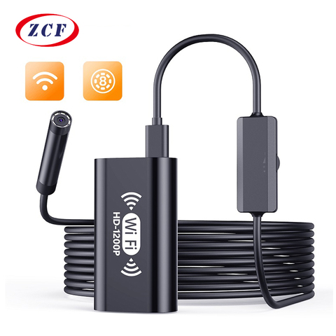 Caméra Endoscope WIFI 1200P 8mm Endoscope d'inspection Endoscope sans fil 1m 2m 5m 10m câble souple et dur pour Windows Android IOS ► Photo 1/6