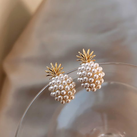 Boucles d'oreilles rétro français en perles d'ananas pour femme, boucles d'oreilles de haute qualité, filet de tempérament rouge, prévention des allergies, nouvelle collection 2022 ► Photo 1/6