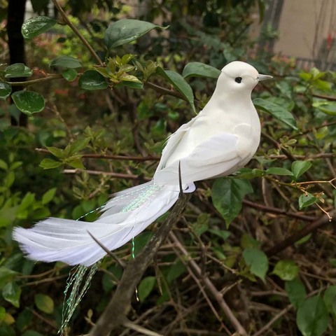 Faux oiseaux de 10 pièces | Plumes blanches artificielles en mousse avec Clip, décorations Pigeon diy pour mariage, noël, maison ► Photo 1/6