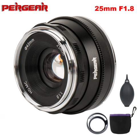 Pergear 25mm F1.8 objectif principal à toutes les séries simples pour E Mount/pour M4/3 pour les caméras Fuji A6500 A7 A7II A7RII X-A2 G3 G2 X-T30 ► Photo 1/6