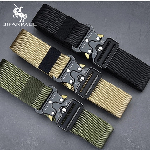 JIFANPAUL ceinture hommes en plein air chasse métal tactique ceinture multi-fonction alliage boucle haute qualité Marine Corps toile ceinture pour les hommes ► Photo 1/6