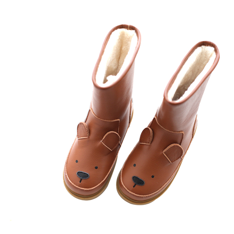 Dessin animé animaux enfants bottes de neige en cuir véritable lapin enfants chaussures hiver chaud en peluche filles mignon baskets garçon bottes décontractées ► Photo 1/6