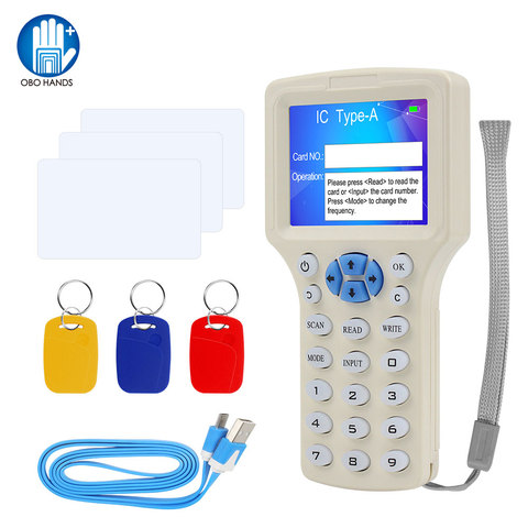 10 anglais fréquence 125KHz RFID copieur duplicateur lecteur écrivain 13.56MHz crypté programmeur clé fob NFC USB UID copie carte étiquette ► Photo 1/6