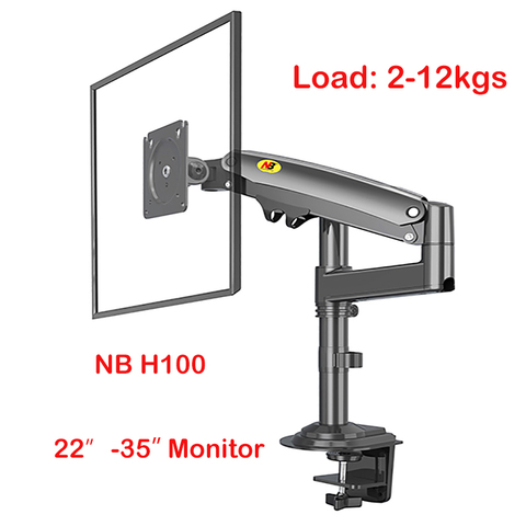 NB – support de moniteur LCD LED 22-35 pouces, nouveau bras à ressort à gaz H100, mouvement complet, support ergonomique pour moniteur TV de bureau, capacité de charge 2-12 kg ► Photo 1/6