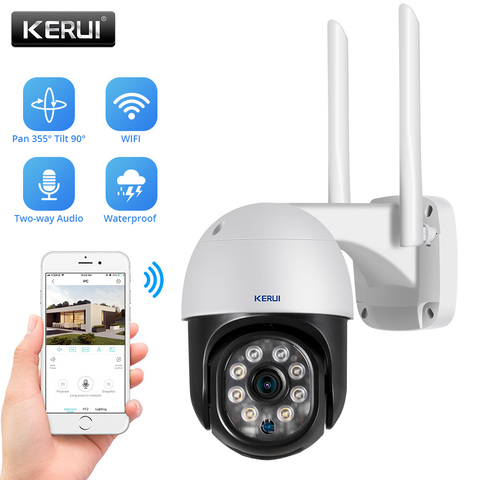 KERUI HD 1080P Wifi IP caméra sécurité à domicile extérieur PTZ caméras de Surveillance couleur Vision nocturne détection de mouvement alarme ► Photo 1/6
