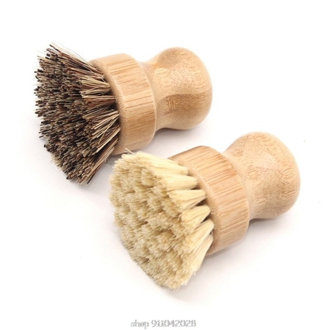 Sisal bambou paume cuisine casserole Pot brosse de nettoyage courte ronde manche en bois ménage bol vaisselle lavage outils N13 20 livraison directe ► Photo 1/1