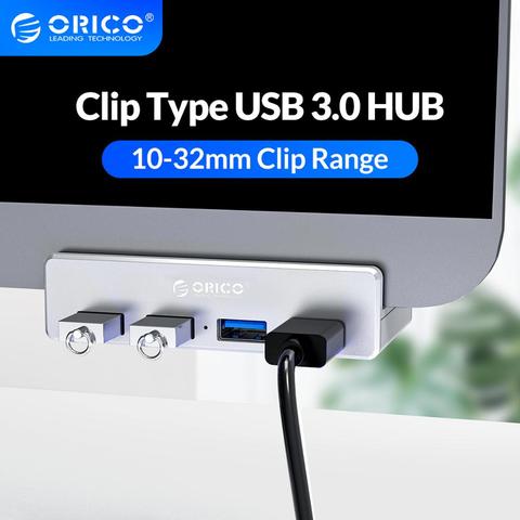 ORICO Aluminium 4 Ports USB 3.0 Clip-type HUB pour Ordinateur Portable De Bureau Clip Gamme 10-30mm (MH4PU) ► Photo 1/6