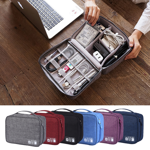 Organisateur de placard de voyage étui pour casque sac de rangement numérique Portable fermeture éclair accessoires chargeur câble de données USB cosmétiques ► Photo 1/6