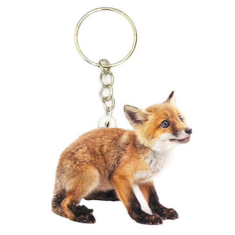 Vulpes – porte-clés renard rouge en acrylique, nouveau, en acier, à la mode, pour homme et femme, jouet pour enfant, cadeau pour petit ami ► Photo 1/1