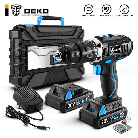 DEKO GCD20DU3 20V Max ménage bricolage travail du bois batterie Lithium-Ion sans fil perceuse visseuse outils électriques perceuse électrique perceuse électrique ► Photo 1/6