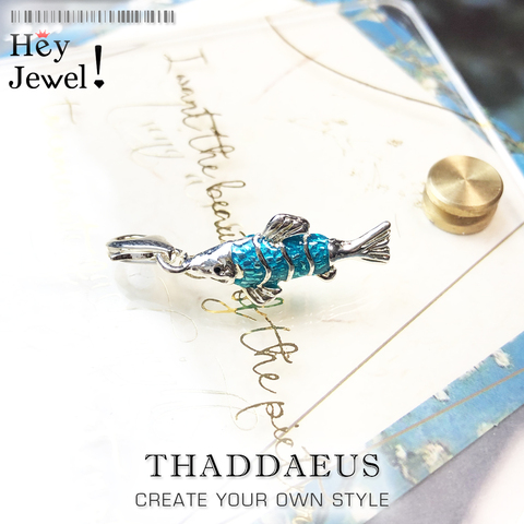 Petit poisson bleu pendentif breloque, Style européen mode 925 argent Sterling Fit Europe Bracelet à breloques pour femmes et hommes Fisher ► Photo 1/6