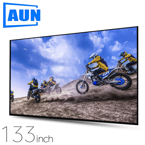 AUN – écran de projecteur épais 100/120/133 pouces 16:9, Portable et pliable, en tissu blanc, pour Home cinéma 4K Full HD ► Photo 1/6